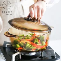 

borosilicate glassware glass cooking casserole pot set 2L