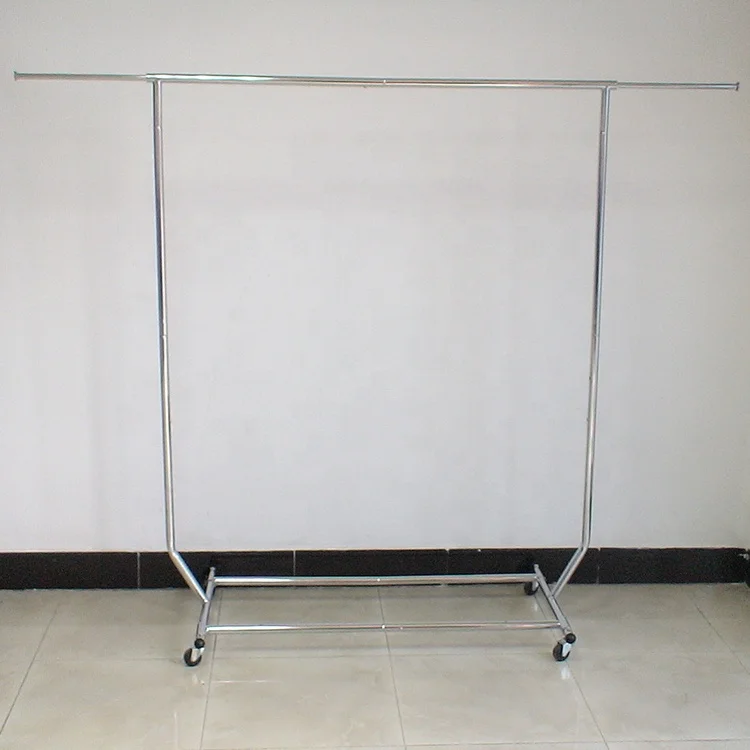 

Foldable Extendable Garment Rolling Rack with Heavy duty Wheels with Chrome Finishing, Chrome plating