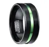 Green Inner Ring Party Ring Scrub Groove Men Rings 100% Tungsten Carbide Couple Fashion Jewelry