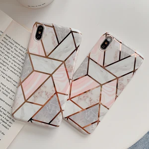 Geometric Marble Texture Phone Case iPhone XR Max 6 7 8 Plus