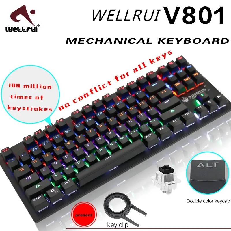 2016 Professional 87 Keys backlight Gaming Mechanical Keyboard