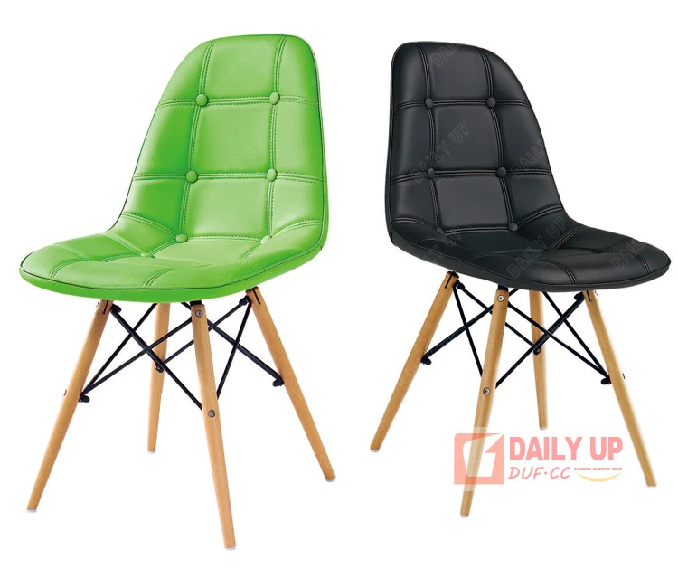 Leather Seat Dining Chair with Wooden Leg Color PU Lounge Chair For Rest Reception Living Room Chair for Sale