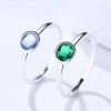 Fashionable women stackable gemstone rings silver ladies silver green stacking rings band party gifts