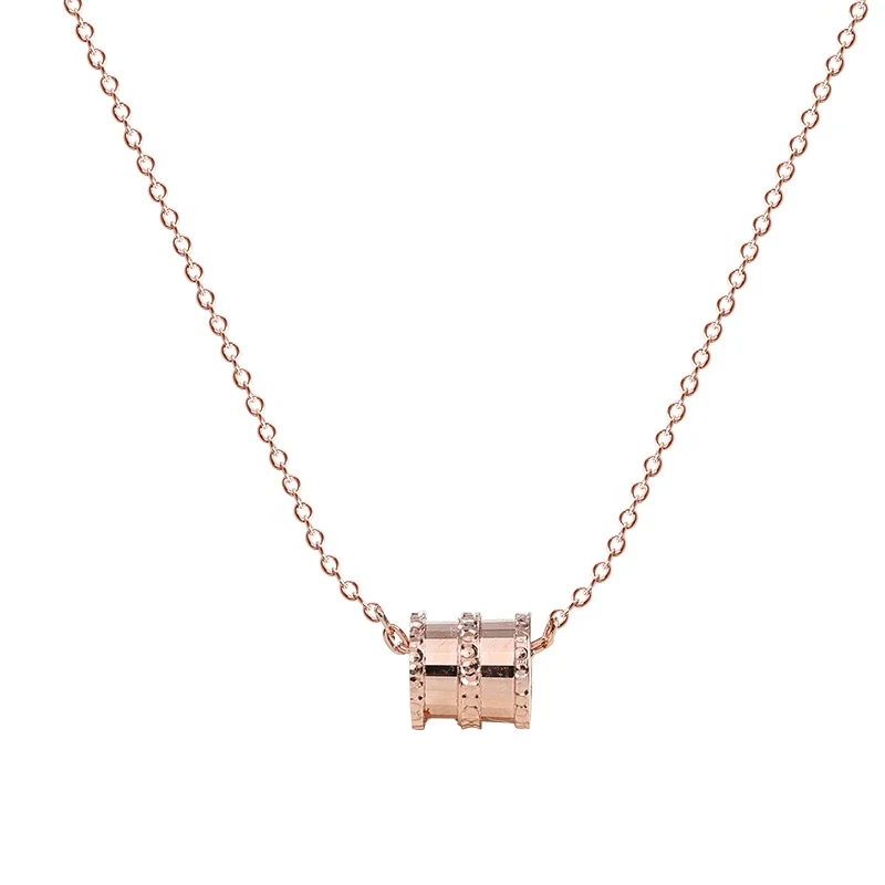 

Hot selling cylinder shape rose gold silver necklace 925 sterling