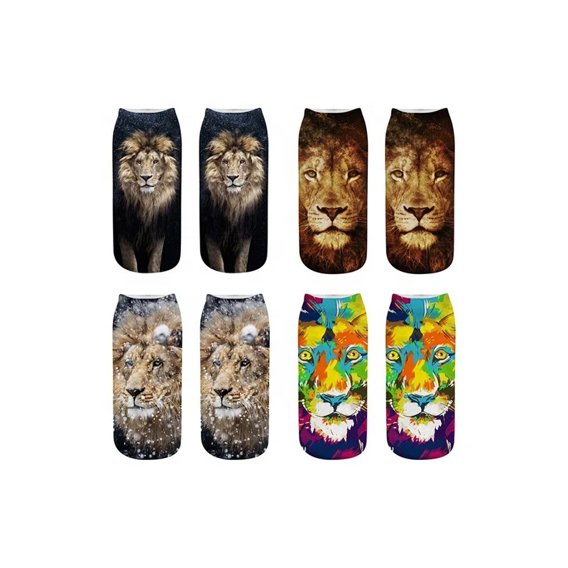 

Small Order Cut Animal Lion Series Blank Sublimation Printing Foot Socks Tube Socks, As pic