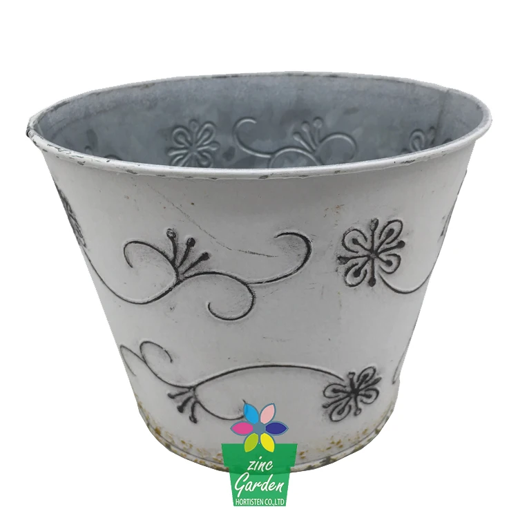 Zakka Round Antique Metal Galvanizing Flower Pots Garden Buy Garden
