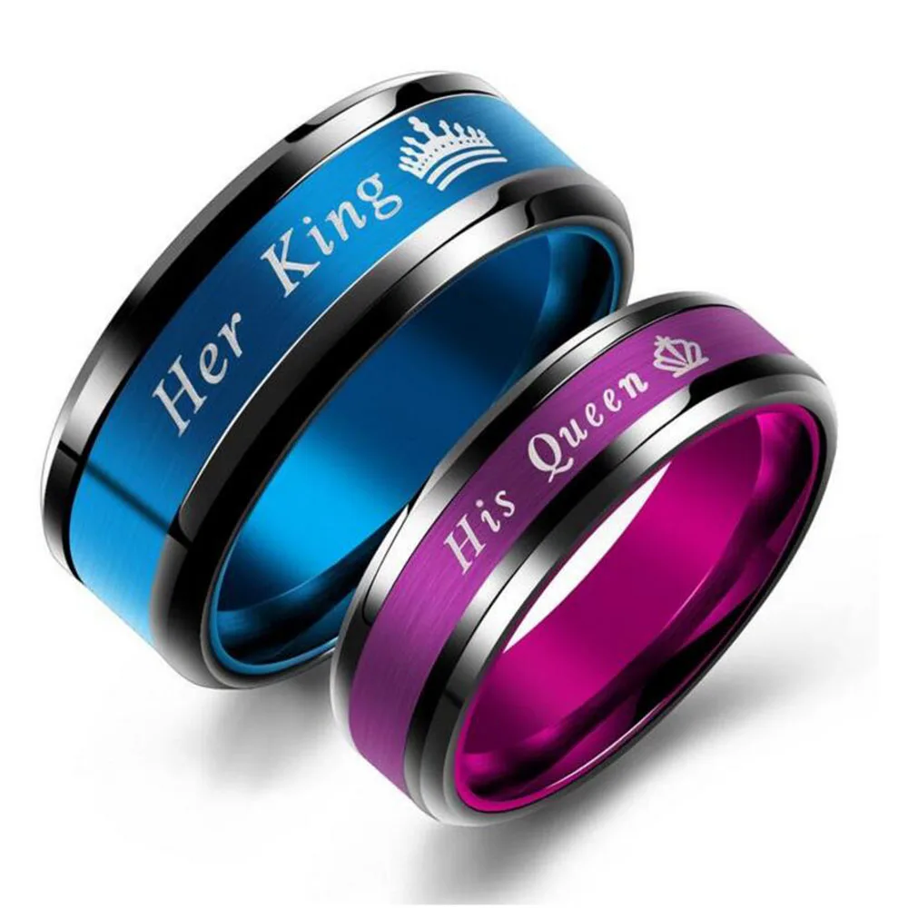 

Fashion accessories European and American titanium steel ring Her King his Queen Couple rings