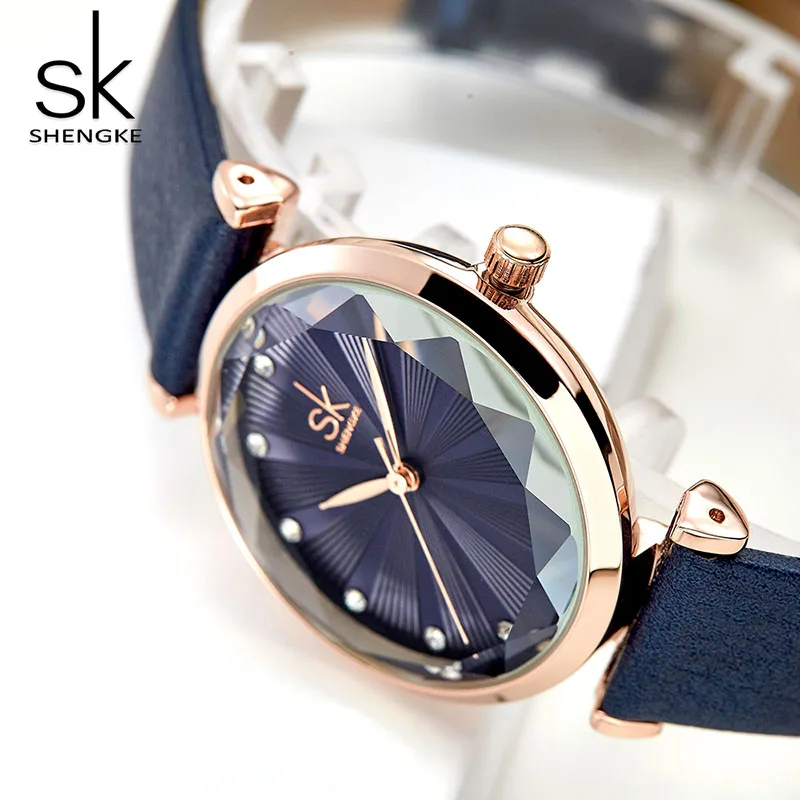 

Shengke Ladies Dress Watches Luxury Diamond Women's Watch Leather Wrist Watches Gift For Wife Montre Femme Girls Hour Hot Sale, 3colors for choice