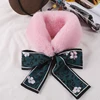New Arrival Elegant Winter Women Wrap Stole Scarves Faux Mink Fur Collar Scarf with Silk Ribbon