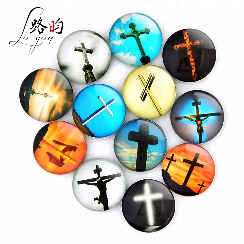 

custom Jesus cross crystal glass christian fridge magnets