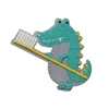 Funny little crocodile brushing embroidered patch