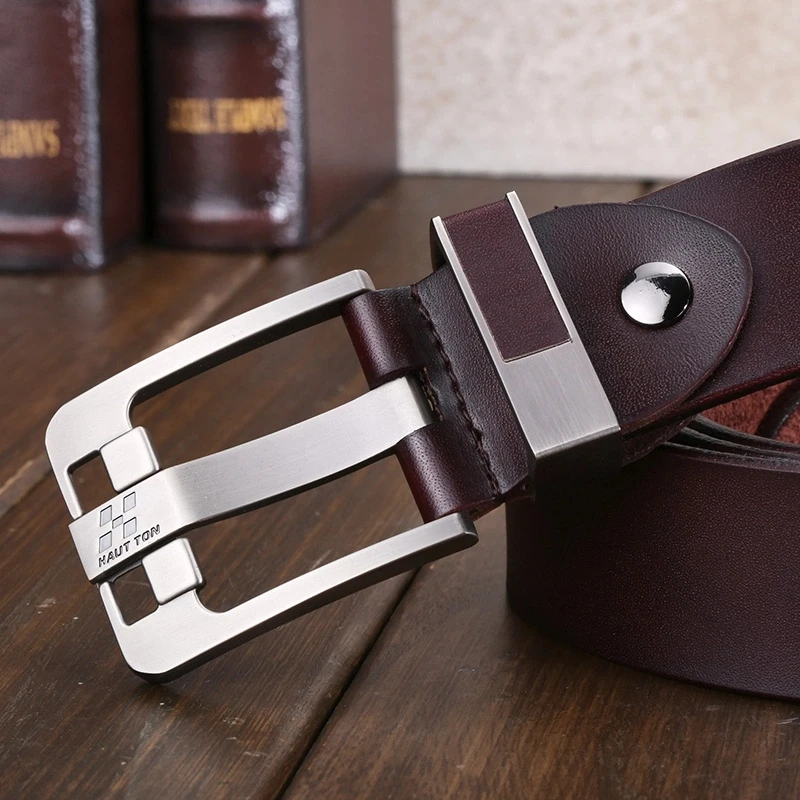 Hautton cow hide genuine leather belts real leather high quality men pin belts 2019