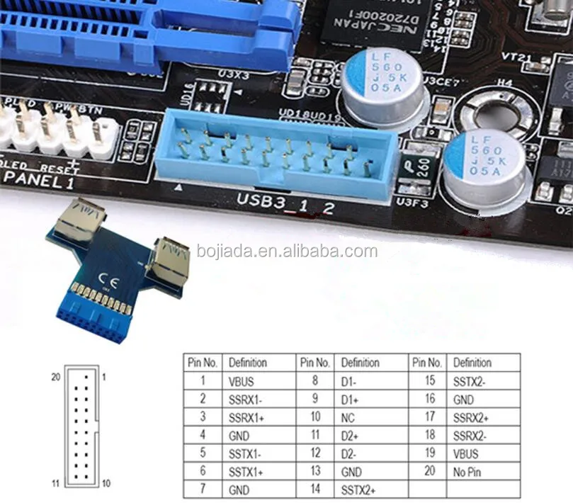 19 20pin To Dual Usb 3 0 Adapter External Connector For Mainboard 2 Usb3 0 Type A Female To 20