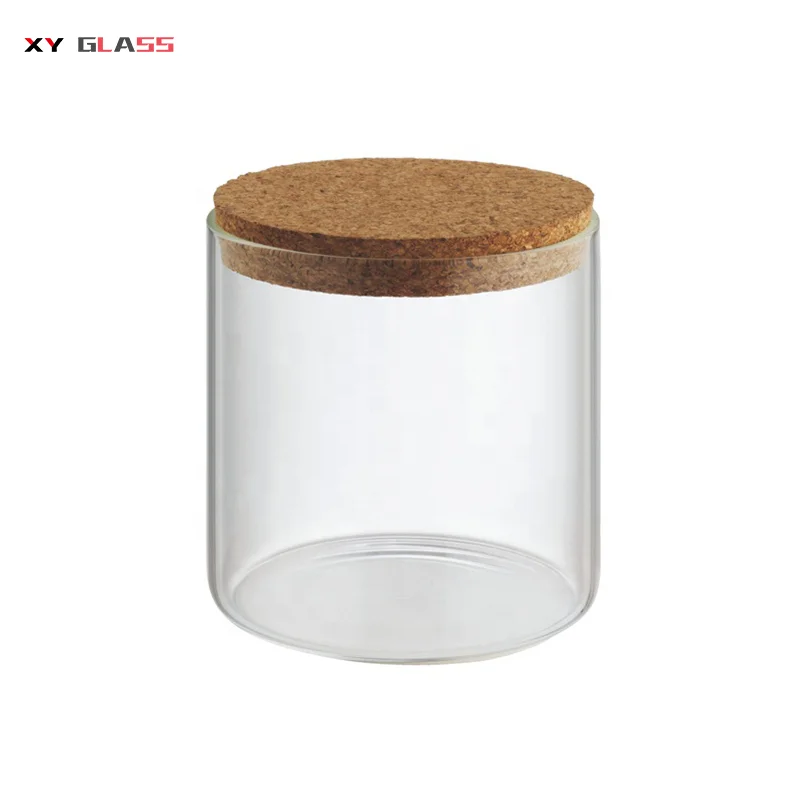 modern classical high borosilicate storage glass jar with cork lid