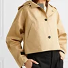 custom Cropped cotton-blend soft shell jacket front two buttons women loose casual bomber jacket