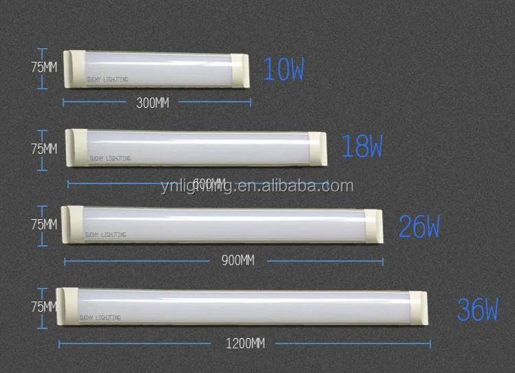 10w 18w 26w 36w led linear light 3500k led flat batten tube light