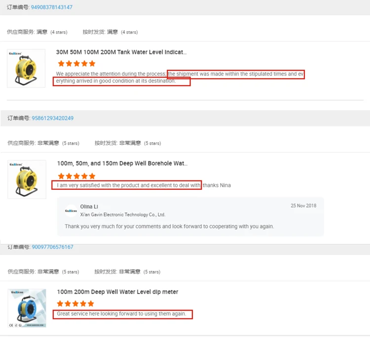 GLT500A 30-500m Steel Tape Battery Deep Well Underground Water Level Indicator