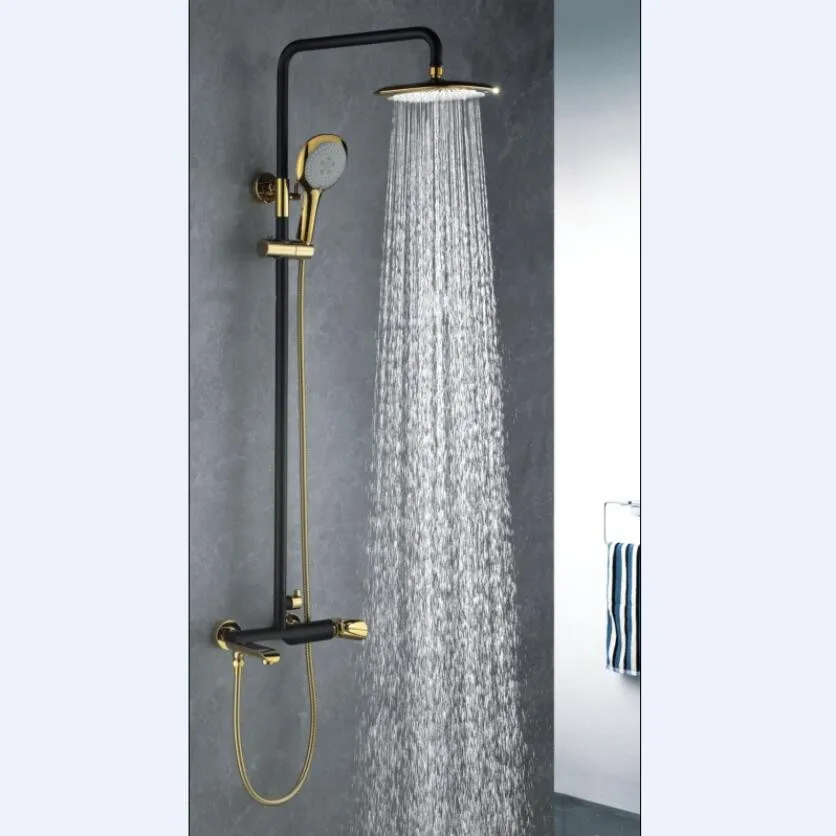 Lüks Duvara Monte Banyo Siyah Duş Seti Yağmur Biçimli Duş Başlığı Ve El Lüks Duvara Monte Banyo Siyah Duş Seti Yağmur Biçimli Duş Başlığı Ve El