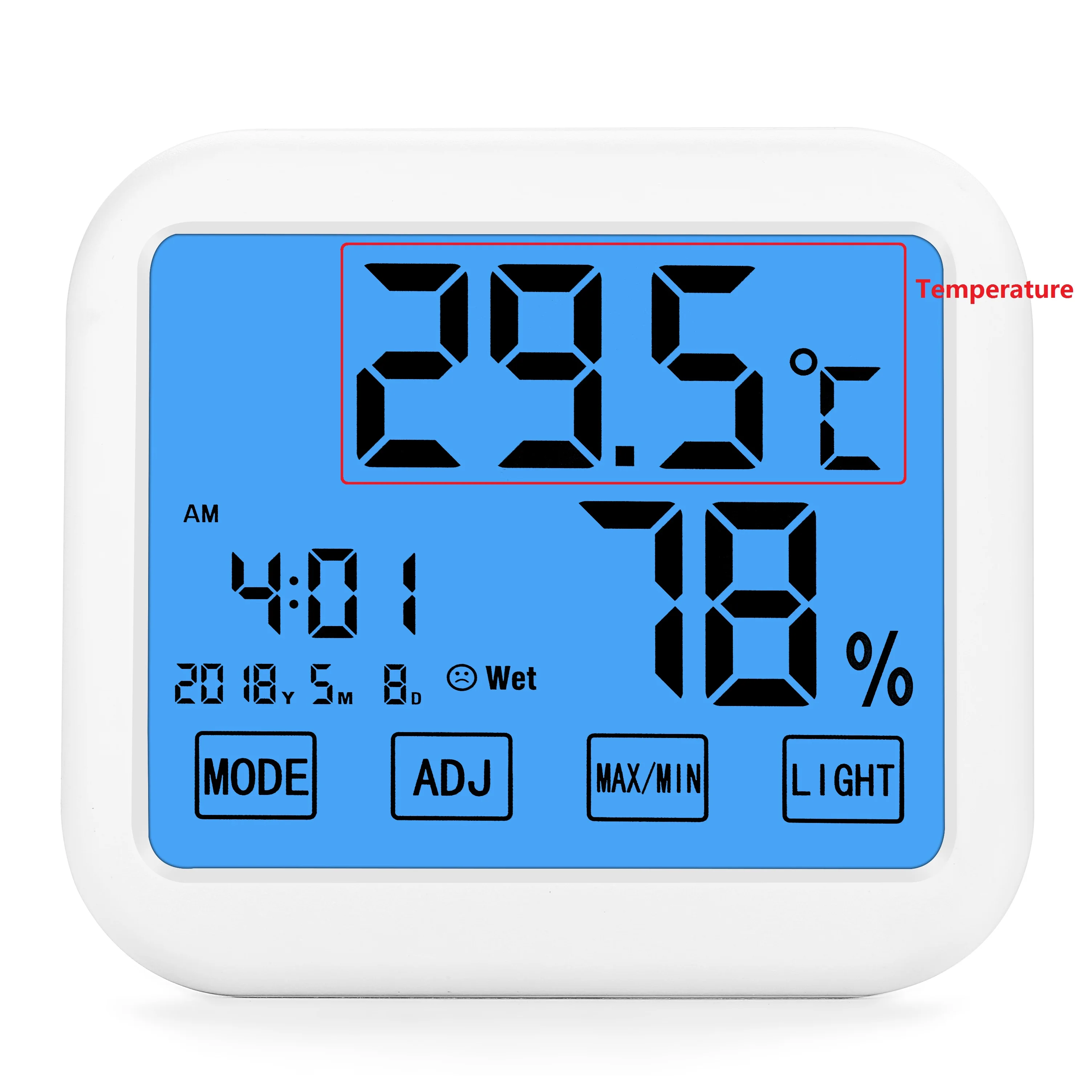 

Ideal climate control max min clock Screen Touch backlight Hygrometer Smart Temperature humidity meter Digital Thermometer