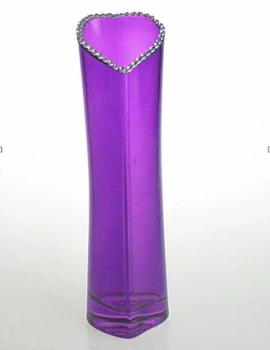 Heart Shaped Tall Glass Vase With Bling For Home Decoration