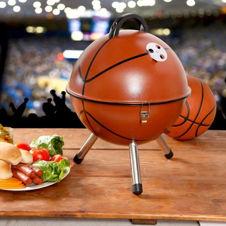 Amazon Hot Sales Portable 14" Basketball Shape Bbq Grill Outdoor