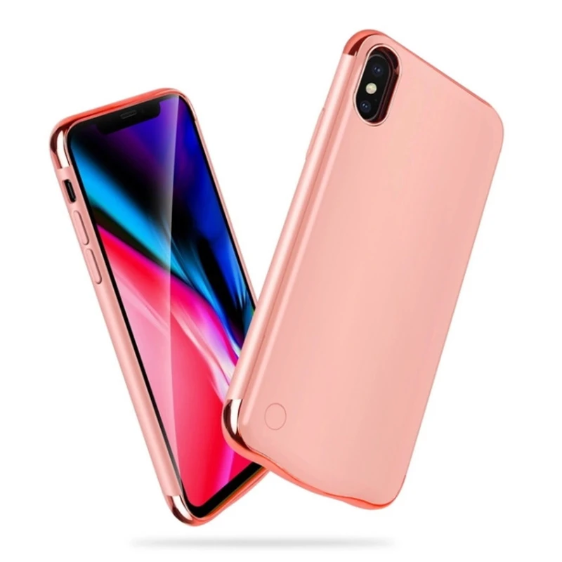 

Ultra Slim Portable Powerbank 6000 mAH Power Bank Phone Case Cover for iPhone XS Max/XR/X/XR Power Bank Battery Case Rose Gold