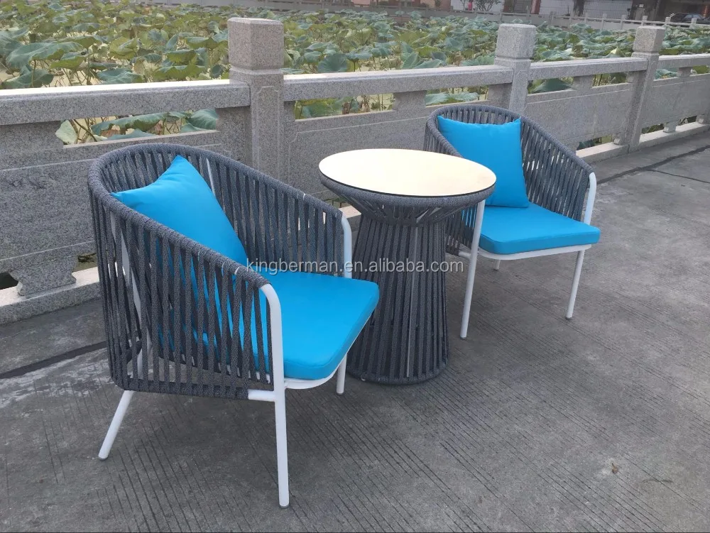 New Design Garden Furniture Pe Rope Table And Chairs Hotel