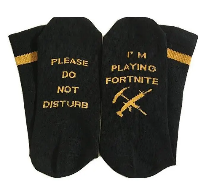 

China Autumn Socks wholesaler Aliexpress New hot I AM playing fortnite long dress crew socks for men, Black