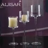 European Style Hand Blow 3 Clear Glass Long-stemmed Candle holder/candlestick