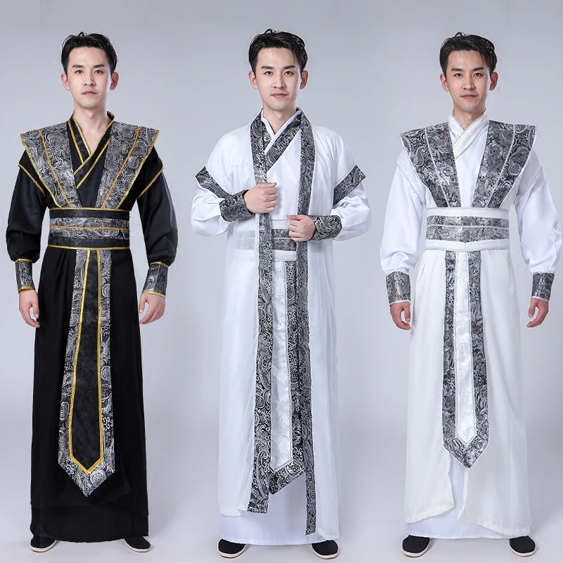2019 Knight Costumes For Adult Man Chinese Traditional Performance Gown Embroidery Loose Style Male Tang Suit Hanfu DWY1145