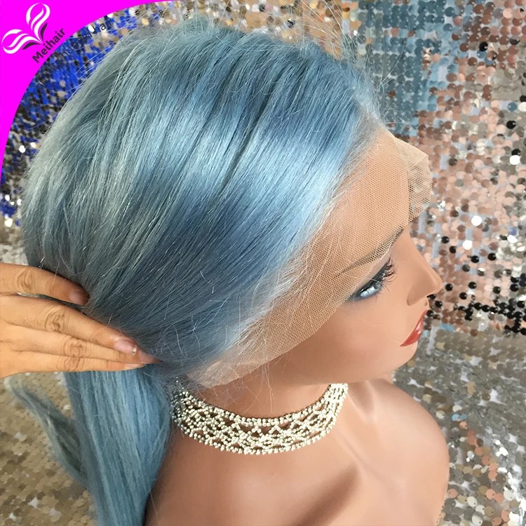 

Top 100 Human Hair Lace Wig Vendors 10-30" 9A Grade Mink Brazilian Full Lace fast shipping Blue Human Hair Wig with baby hair