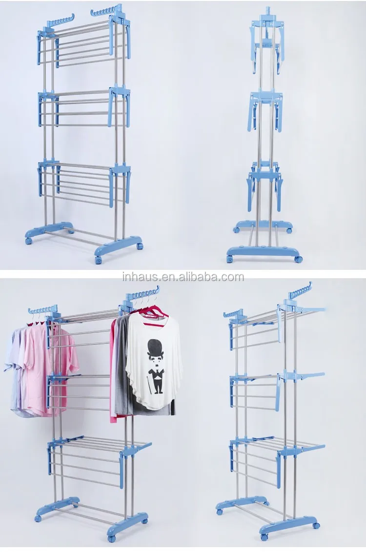 Ecofriendly Stainless Steel Three Layer Portable Hanging Clothes Dryer