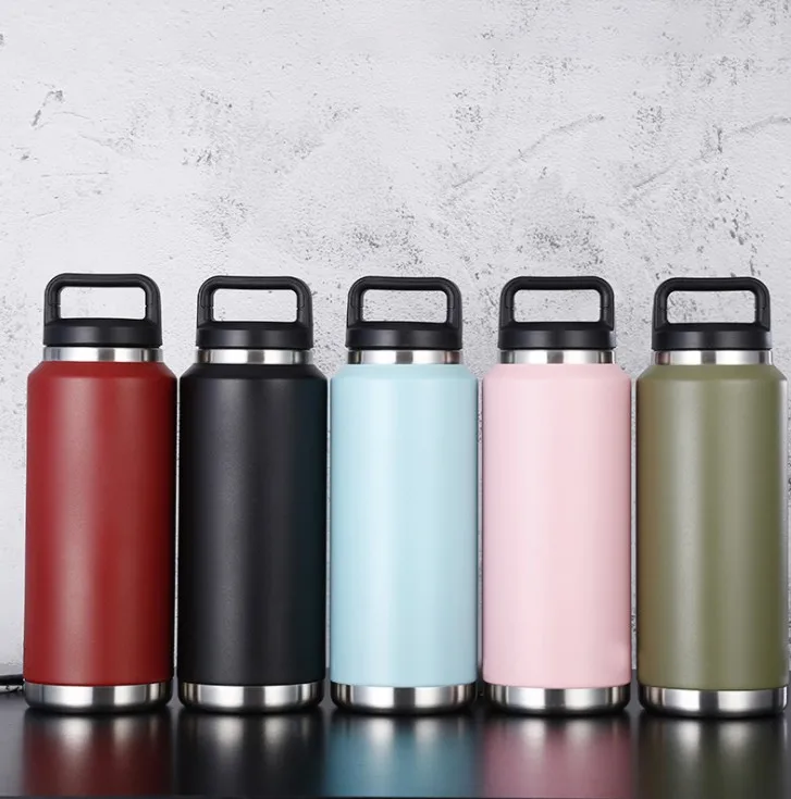

hot sale powder coating double wall stainless steel thermos bottle parts thermos lids with handle MOQ 100pcs, Customized color