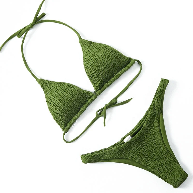 

Two piece Training swimwear suit women sexy bikini thong, Green;yellow;orange