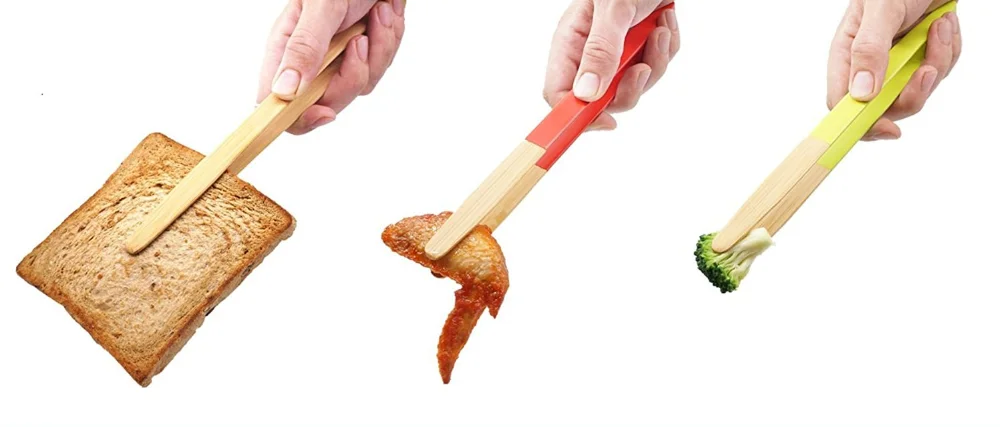 bamboo wooden food service tong