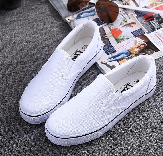 MS1188 black white canvas shoes men lazy shoes