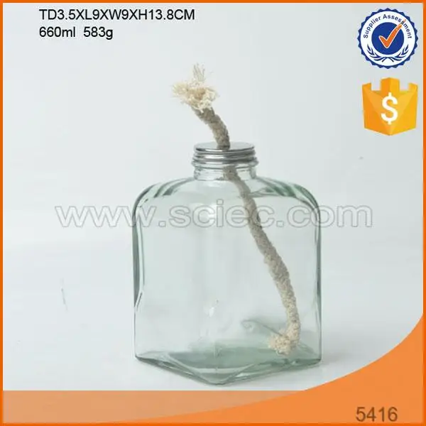 Custom Empty Jar Glass Bottle Lamp Glass Oil Lamp / Oil Lamp Wicks
