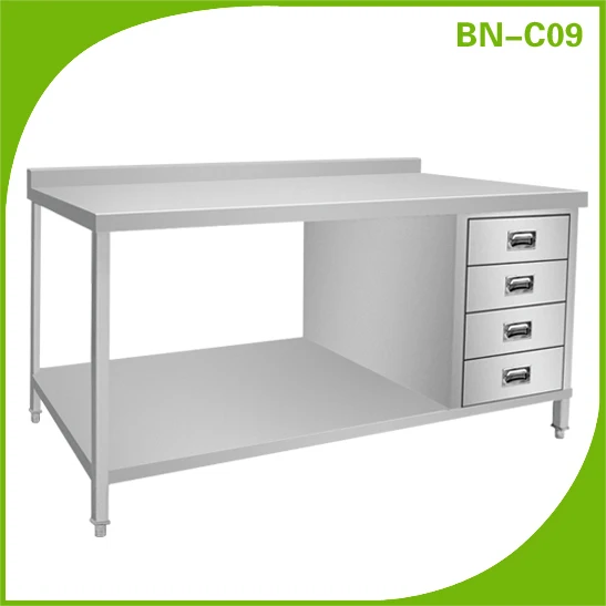 2 Tier Workbench Stainless Steel Work Table With Drawers Bn C09