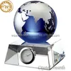 2017 hot new products crystal sports globe awards glass desktop clock with blue ball earth for sale