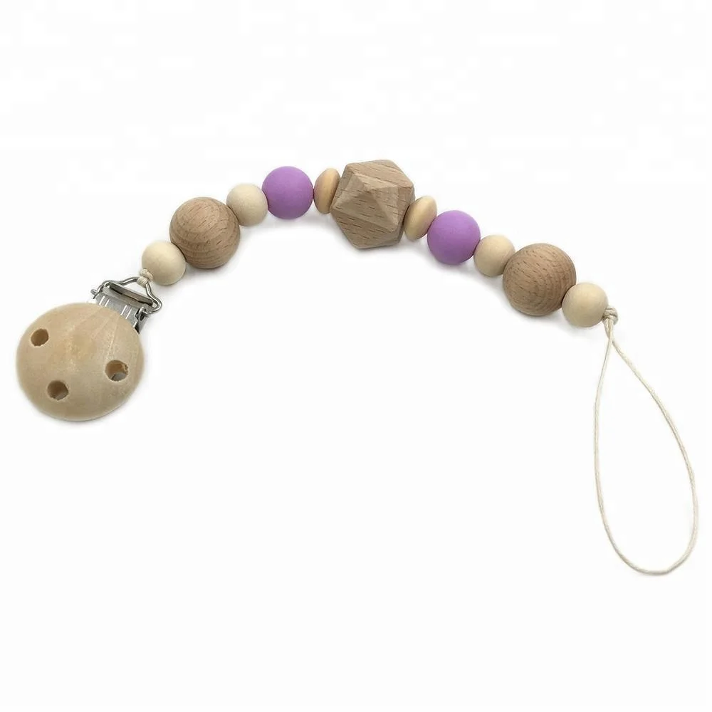 

Silicone Sensory Beads Clip Safety Pacifier Dummy Rubber Chain Cream Nipple Clips