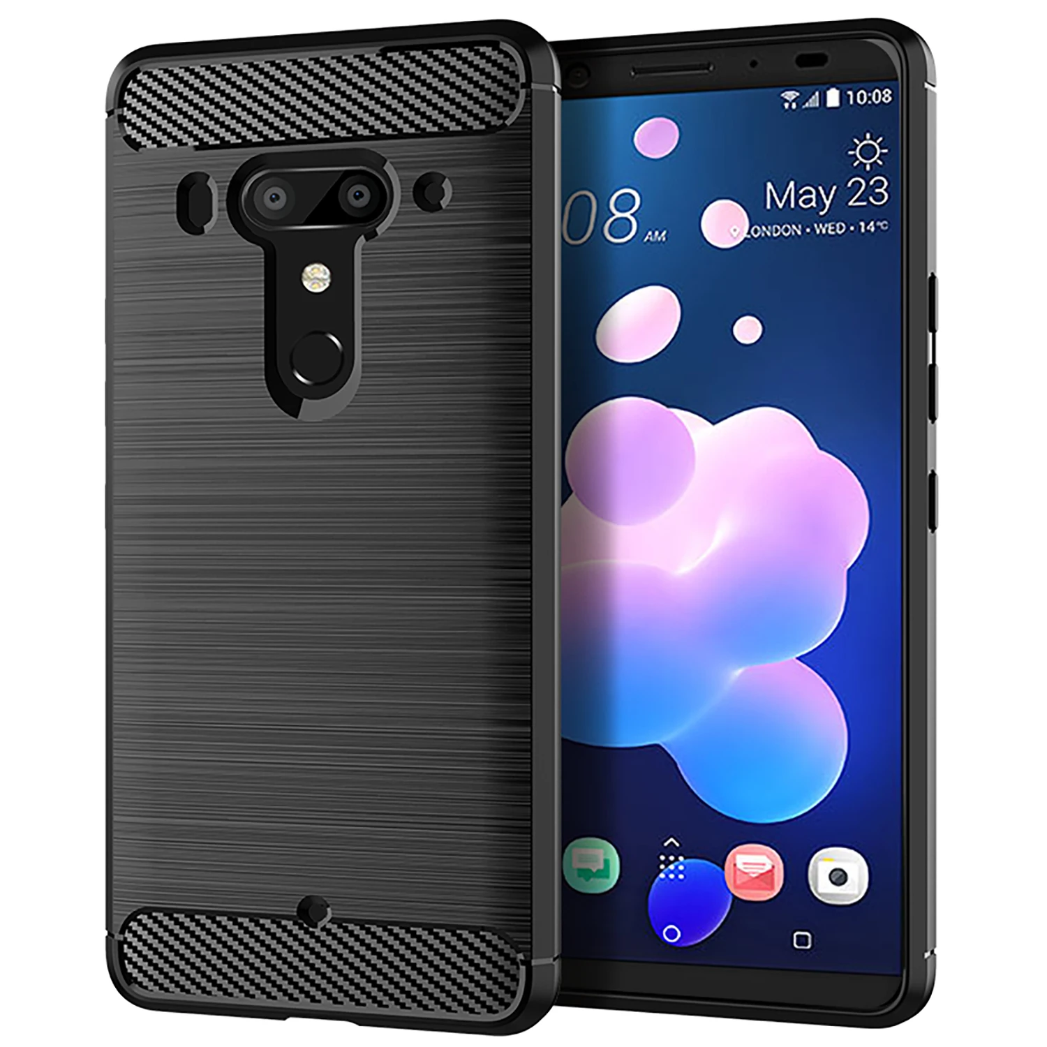 

Carbon Fiber Shockproof Soft TPU Back Cover mobile Phone Case For HTC U12 Plus