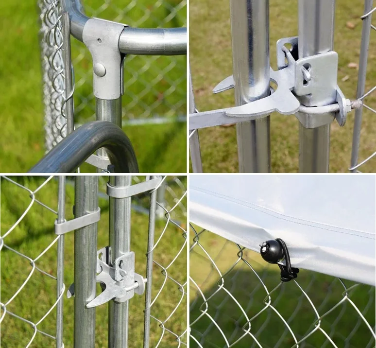 6'H Of Galvanized Large Outdoor Chain Link Dog Kennel / Pet Enclosure