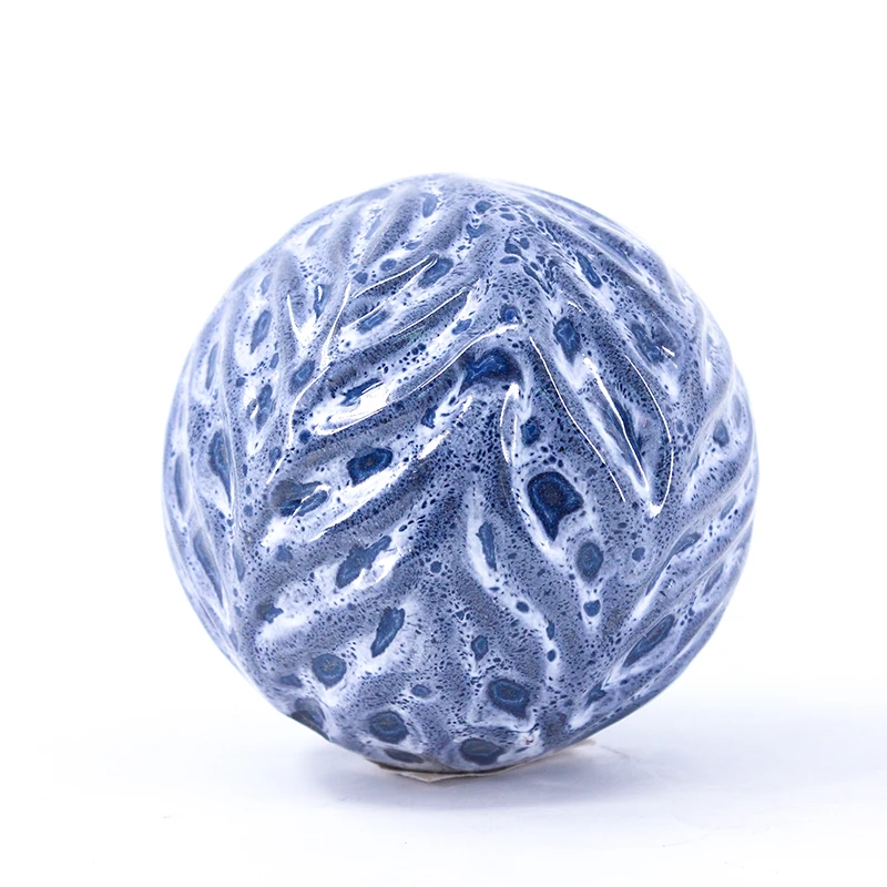陶器蓝色圣诞饰品散装装饰工艺品陶瓷球