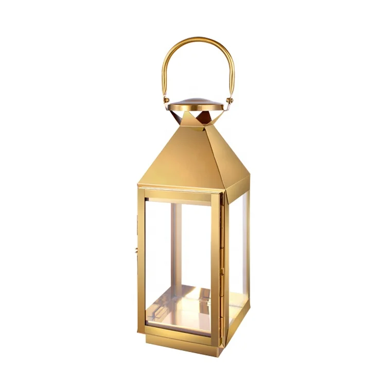 
Vintage Style Outdoor Garden Decor Wrought Classic Metal Candle Holder Golden Lantern 