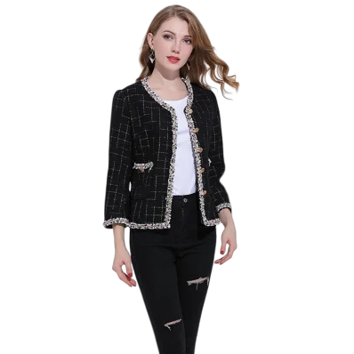 

The new autumn 2019 women's short style tweed style long sleeve short women jacket