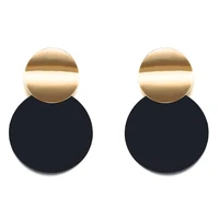 

Unique Black Stud Earrings Trendy Gold Color Round Metal Statement Earrings for Women NS810194