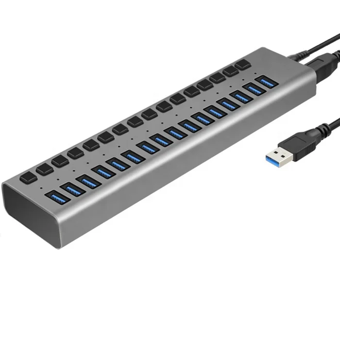 

Aluminum alloy 16 port usb 3.0 hub with 12V 6A power adapter, N/a