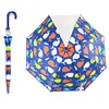 2018 more popular cheap mini transparent children's auto open cartoon molded handle umbrella for kids