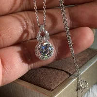 

New Arrival Cute Big Zircon Stone Silver Pendant Long Chain Necklace for Women Choker Fashion Jewelry 2019