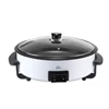 Multi function adjustable temperature round electric pizza pan with full glass lid